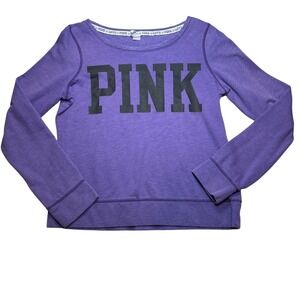Victoria's Secret PINK Purple Logo Pullover Sweatshirt Womens Medium Boat Neck